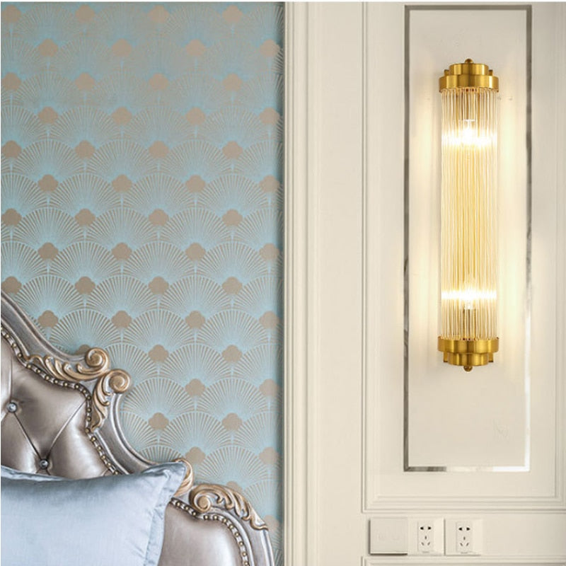CrystalGlow - Guld Krystal Væglampe