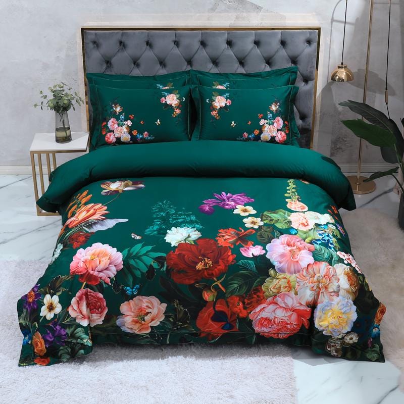EmeraldLuxe - Groen Egyptisch Katoenen Dekbedovertrek Set