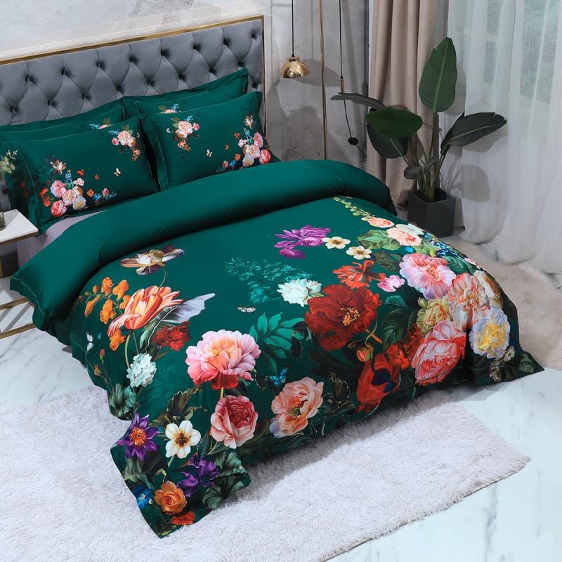 EmeraldLuxe - Groen Egyptisch Katoenen Dekbedovertrek Set