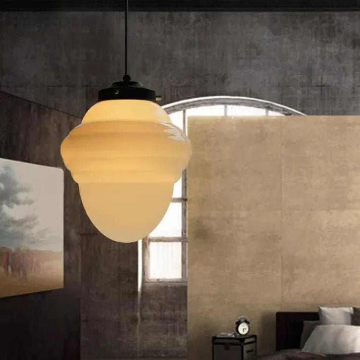 Milchglas - Vintage Geometrische Pendelleuchte