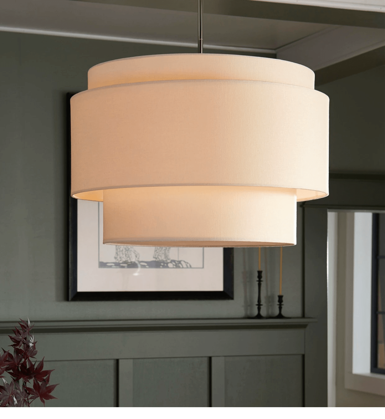 LinenBeam | Elegant Beige Pendant Lamp with LED Compatibility