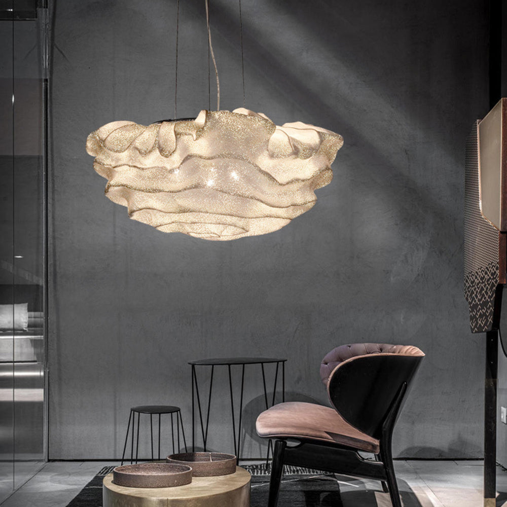 FloralAura | Elegant Flower LED Pendant Light in White Metal