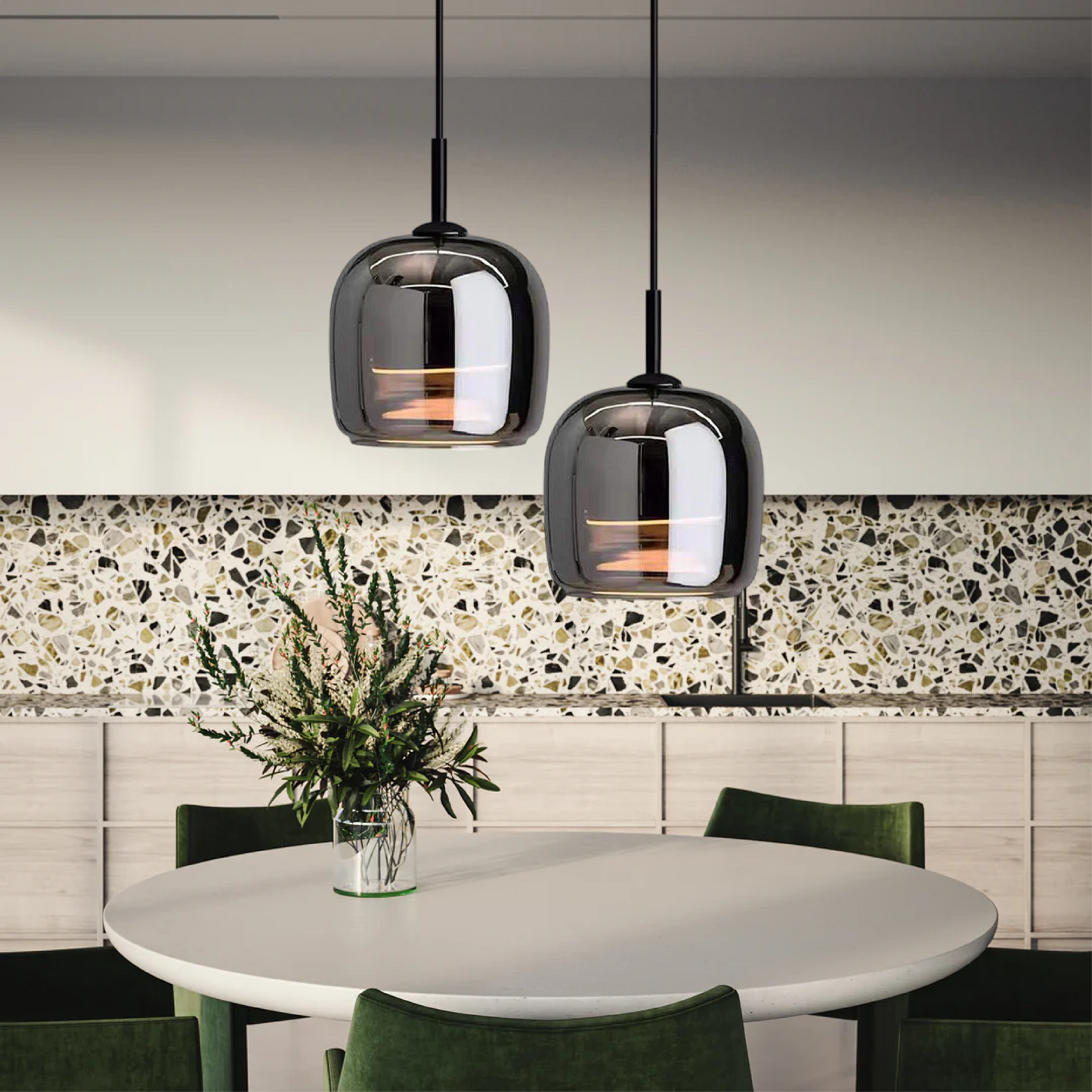 Nordisk Glød | Sort glas pendel lampe