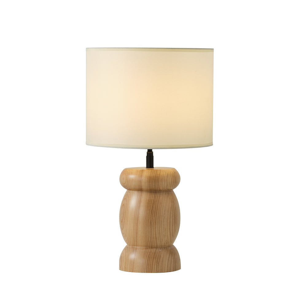 WoodPebble - Lampe de table avec base en bois en forme de pierre et lumière chaude