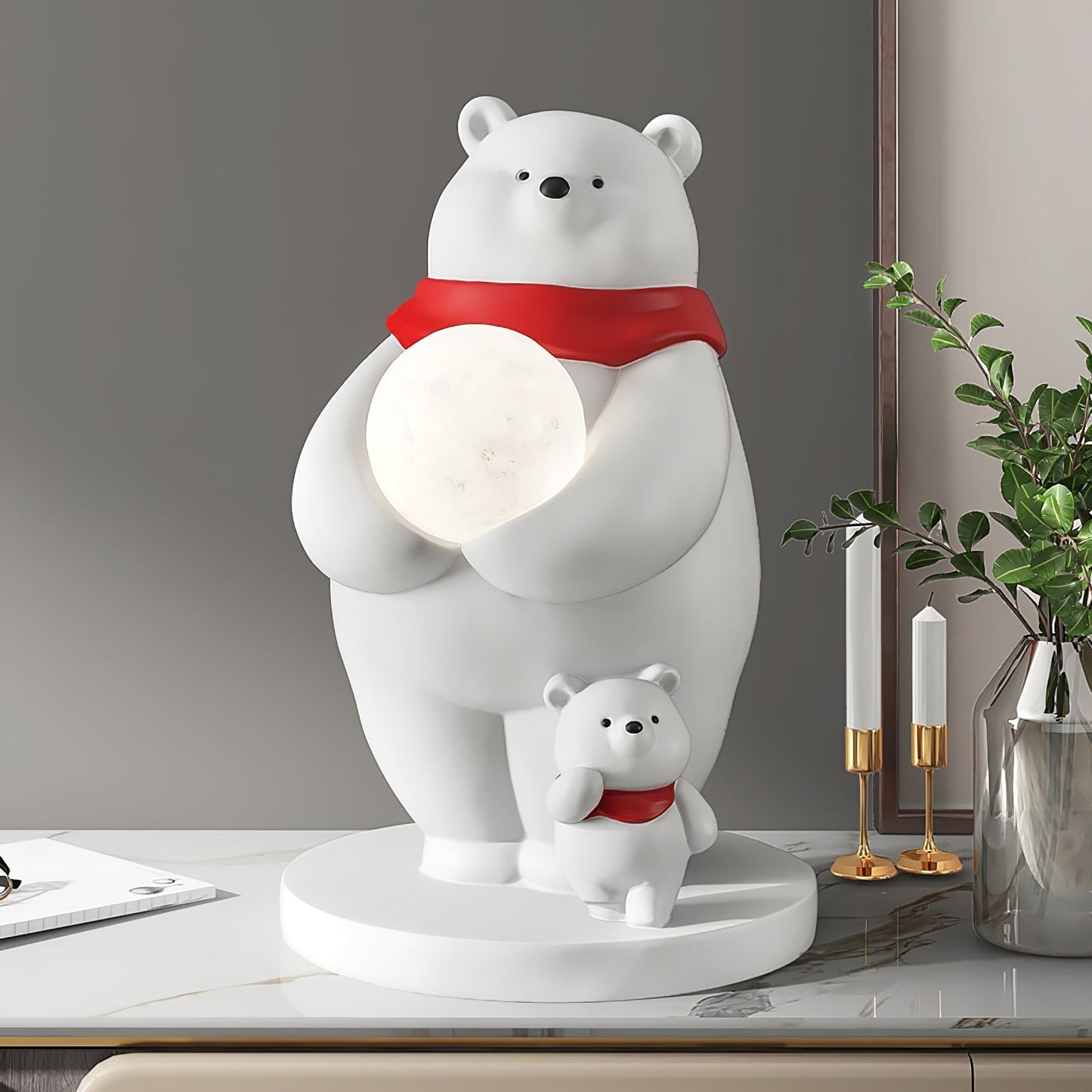PolarGlow - Table Lamp with Adorable Polar Bear Accents and Atmospheric Glow