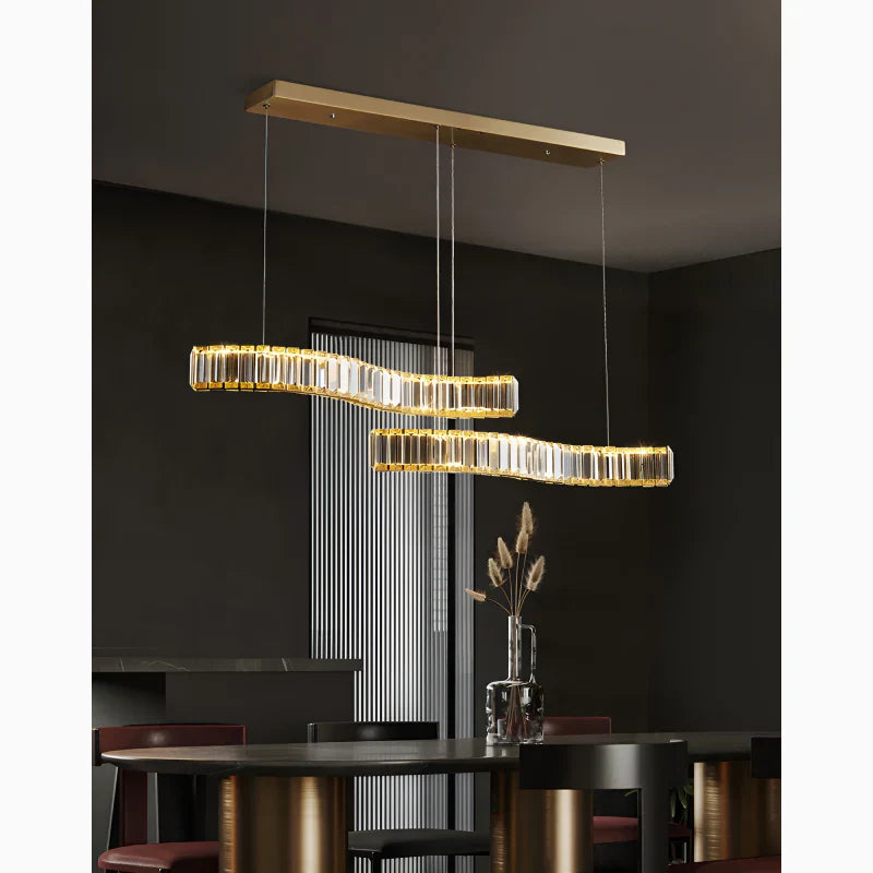 GlitzCurve - Elegante gebogen kristallen hanglamp met LED