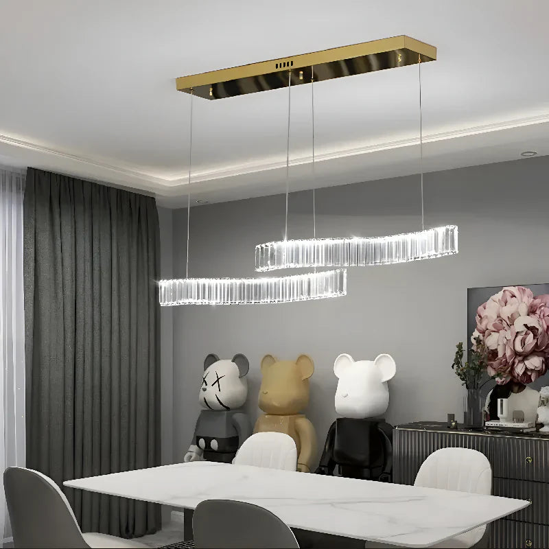 GlitzCurve - Elegante gebogen kristallen hanglamp met LED