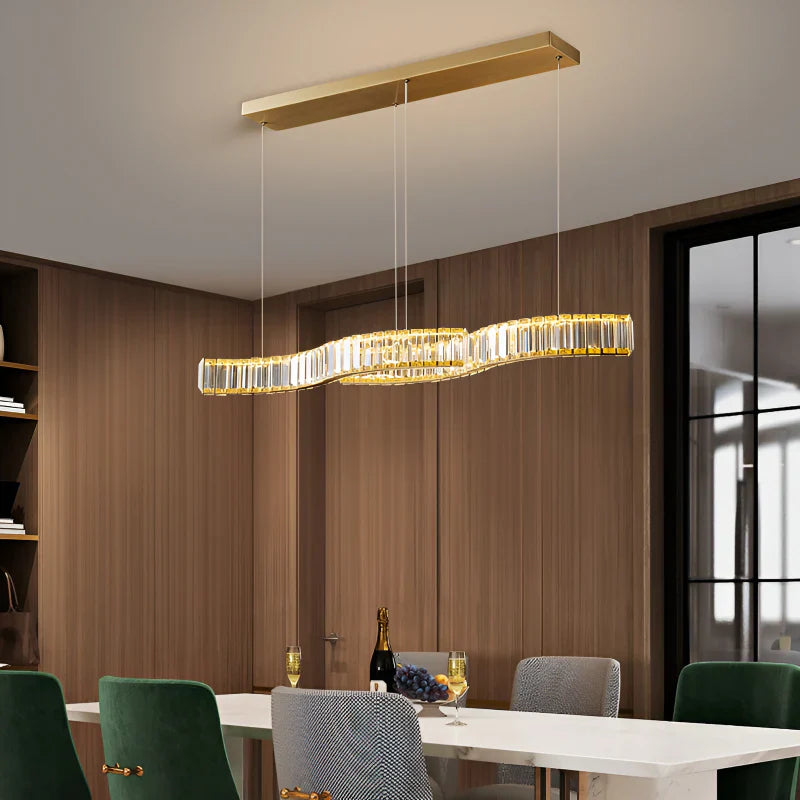 GlitzCurve - Elegante gebogen kristallen hanglamp met LED