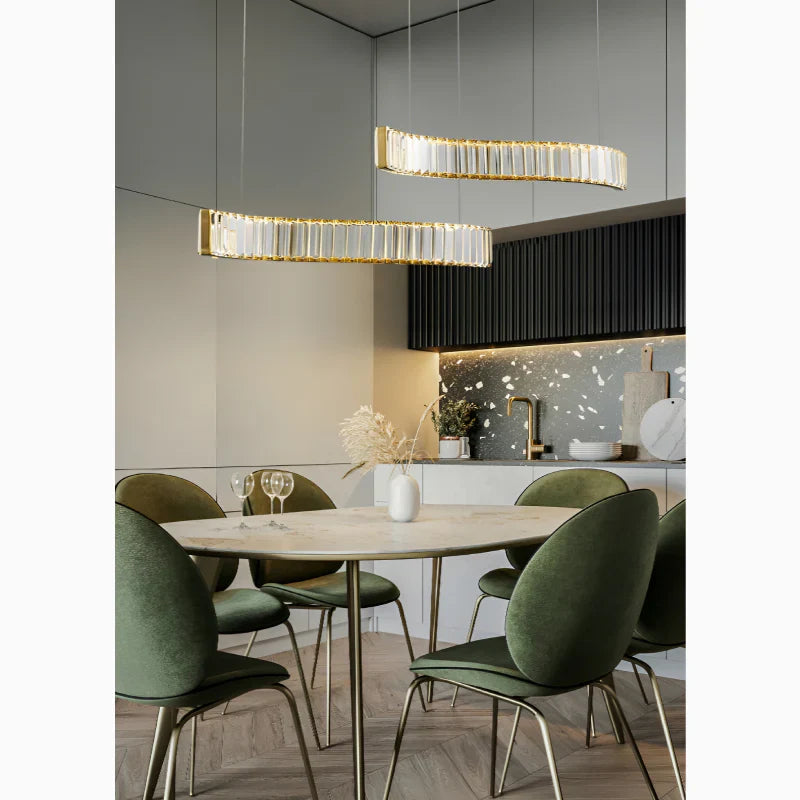 GlitzCurve - Elegante gebogen kristallen hanglamp met LED