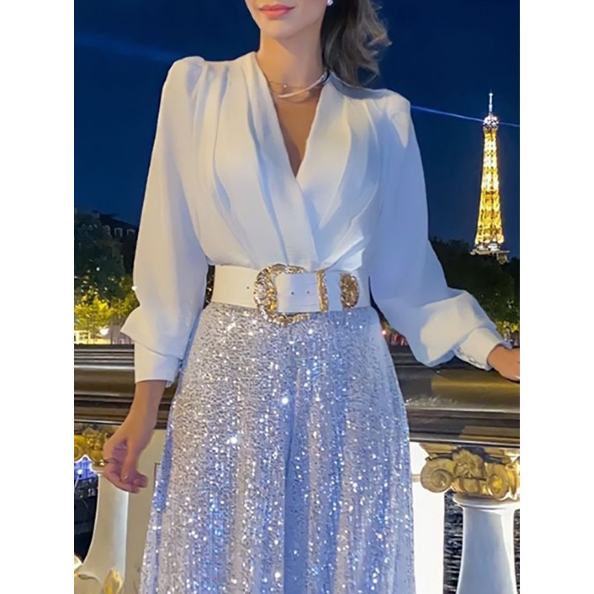 “Elegant Tweed Set with V-Neck – Rianna