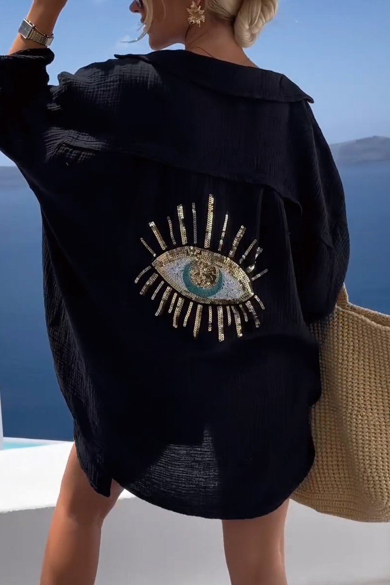 Arianna - Casual skjorte for kvinner med paljettperler