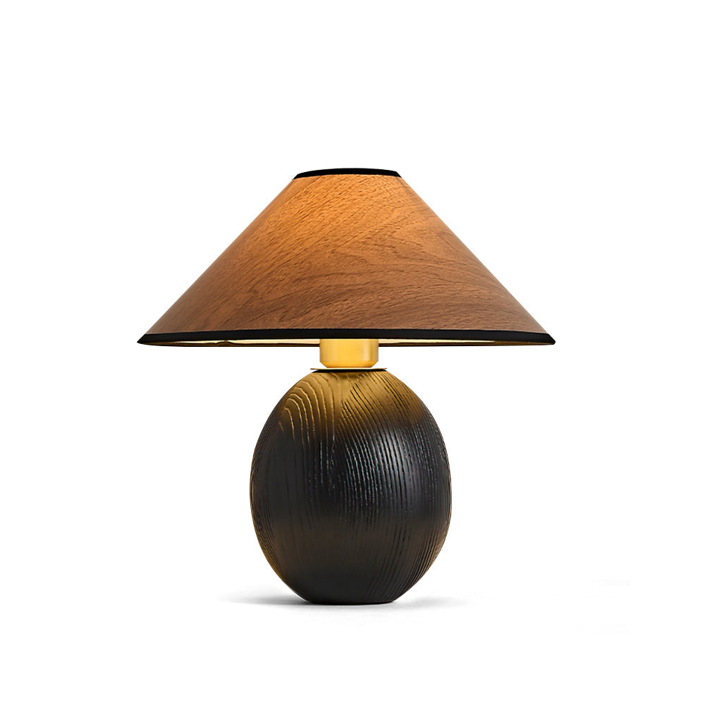 RusticShine - Lampe de table élégante en noyer et bois noir