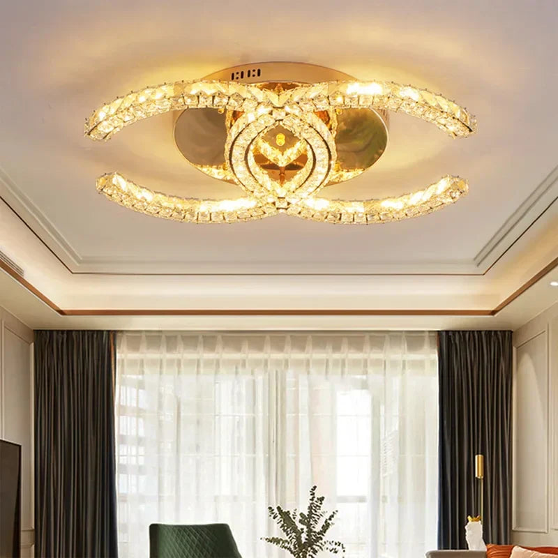 GlaciaLuxe - Elegante Kristall-Deckenleuchte in Gold