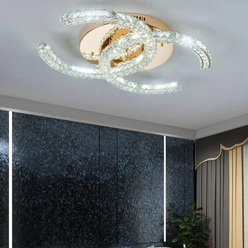GlaciaLuxe - Elegante Kristall-Deckenleuchte in Gold