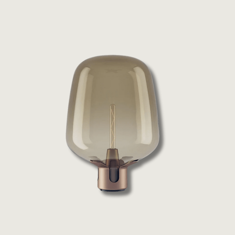 Glass Flame - Transparent bordlampe med varmt LED-lys