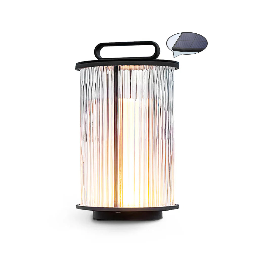 SolarGlow – Glass and Stainless Steel Garden Table Lamp