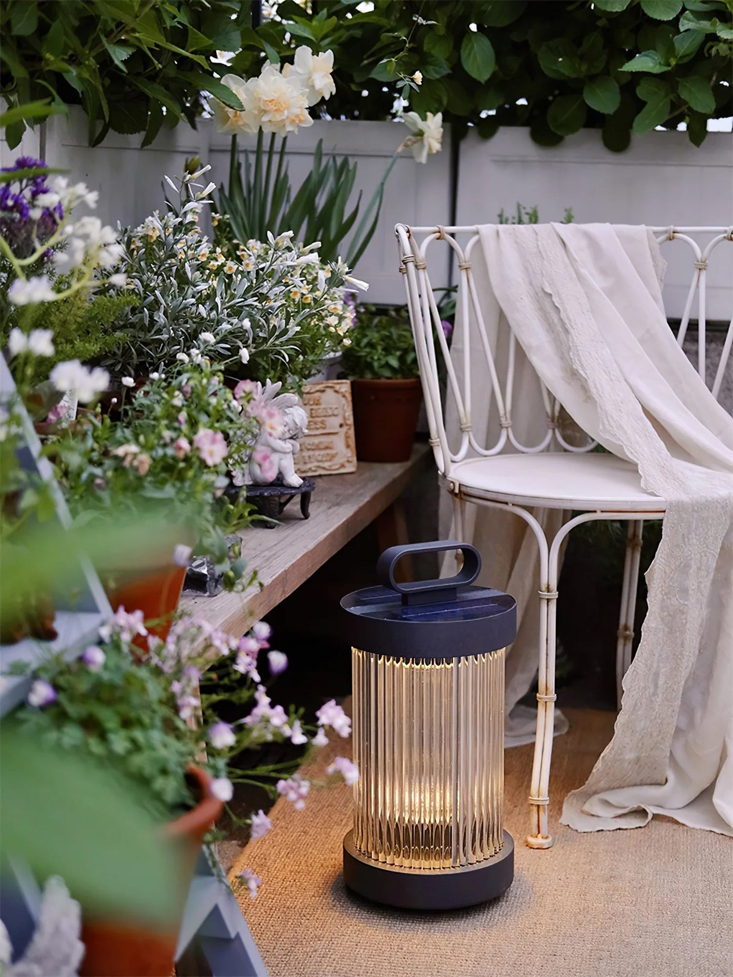 SolarGlow – Glass and Stainless Steel Garden Table Lamp