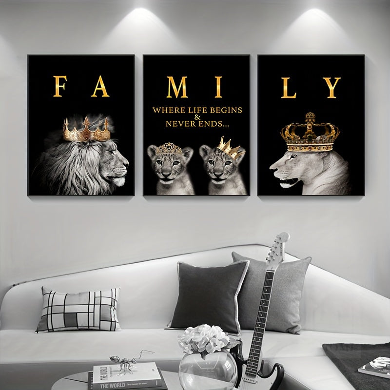 WildEssence - Canvas Set with Lion Family Theme