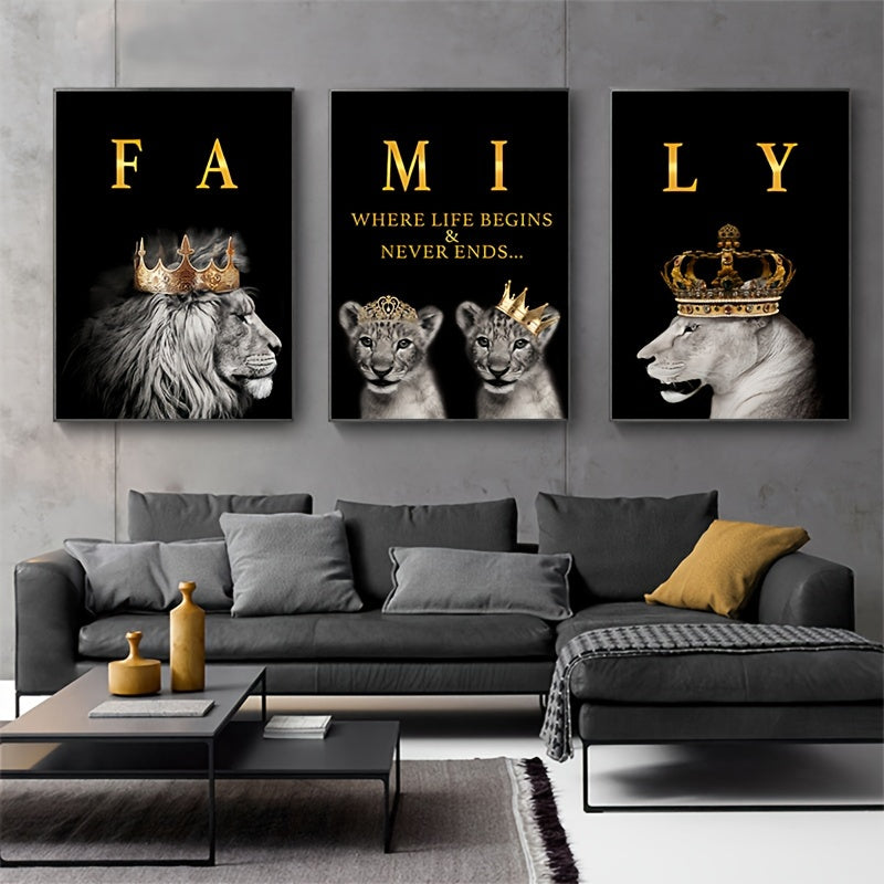 WildEssence - Canvas Set with Lion Family Theme