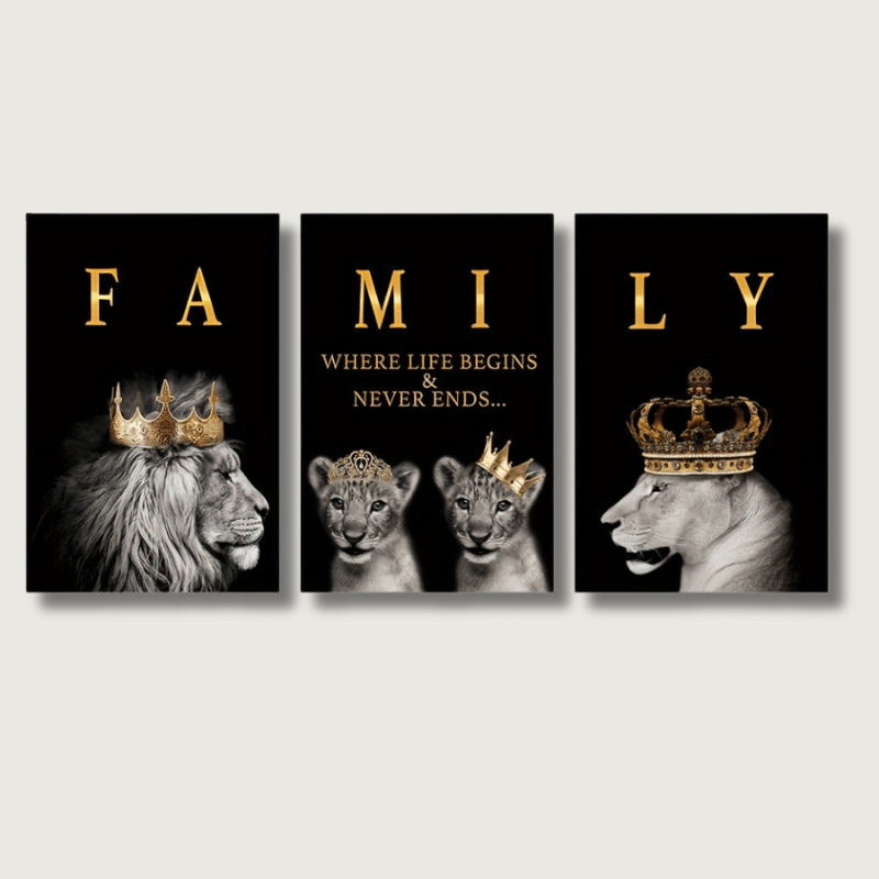 WildEssence - Canvas Set with Lion Family Theme