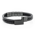 PaternalElegance - Bracelet en cuir avec perles gravées