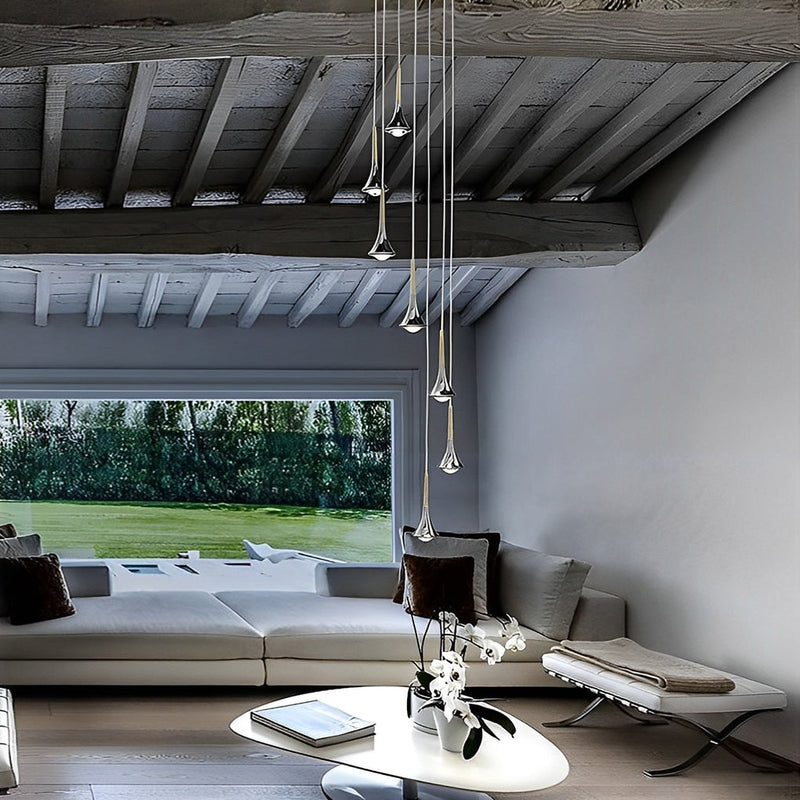 NordicRain - Metal LED Water Drop Pendant Light for Stairs