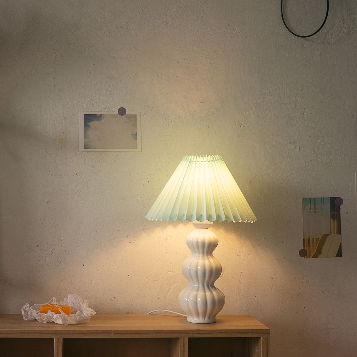 LunaLuxe - Table Lamp with Pleated Style and Pleasant Atmosphere