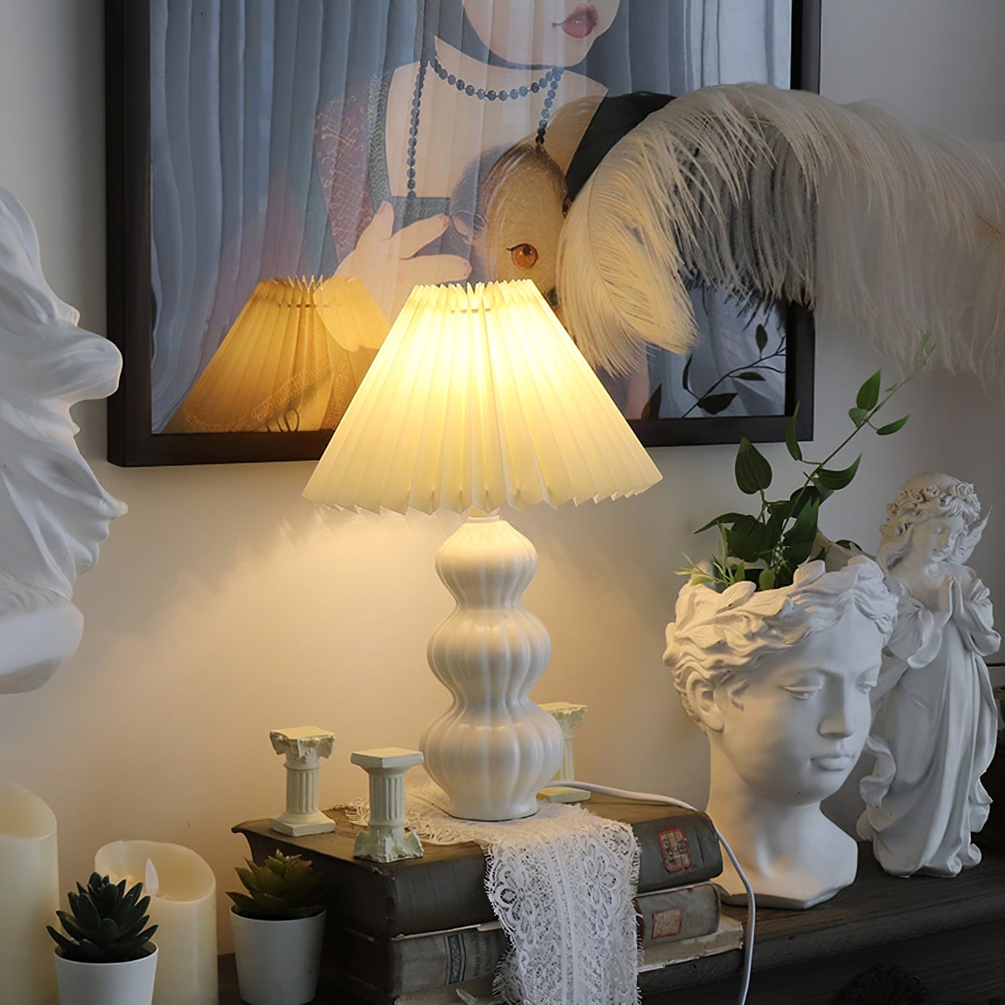 LunaLuxe - Table Lamp with Pleated Style and Pleasant Atmosphere