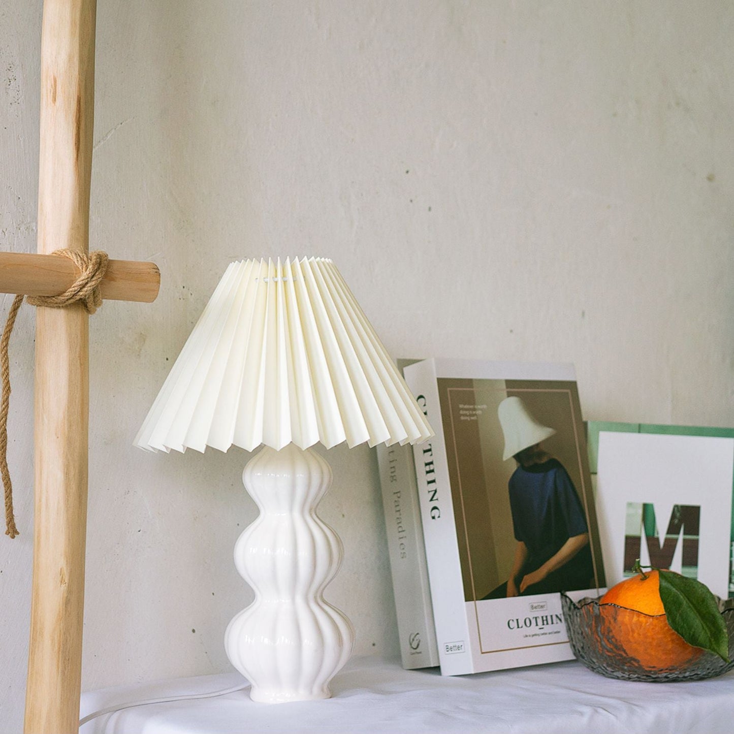 LunaLuxe - Table Lamp with Pleated Style and Pleasant Atmosphere