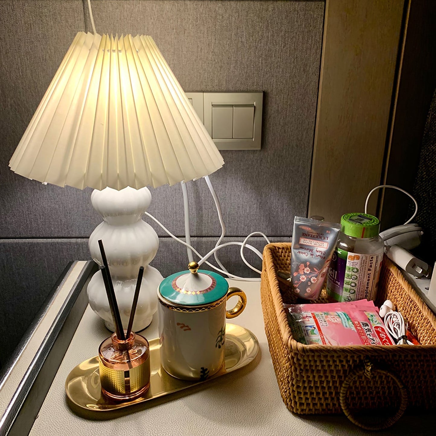 LunaLuxe - Table Lamp with Pleated Style and Pleasant Atmosphere