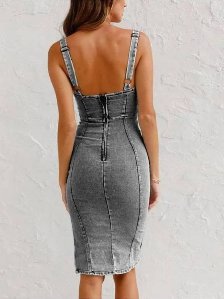 Perla Denim – Casual denimkjole med justerbare stropper