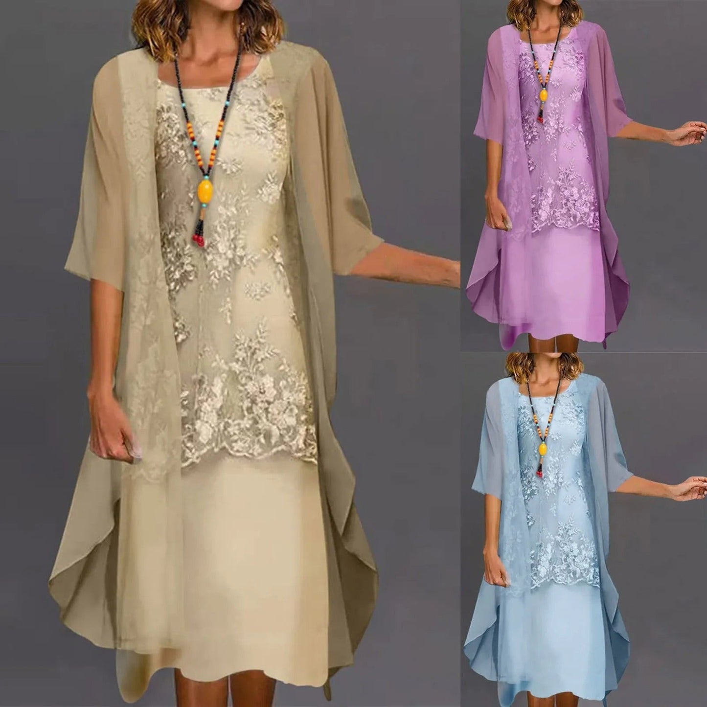 Aneira – Elegant to-delt chiffonkjole
