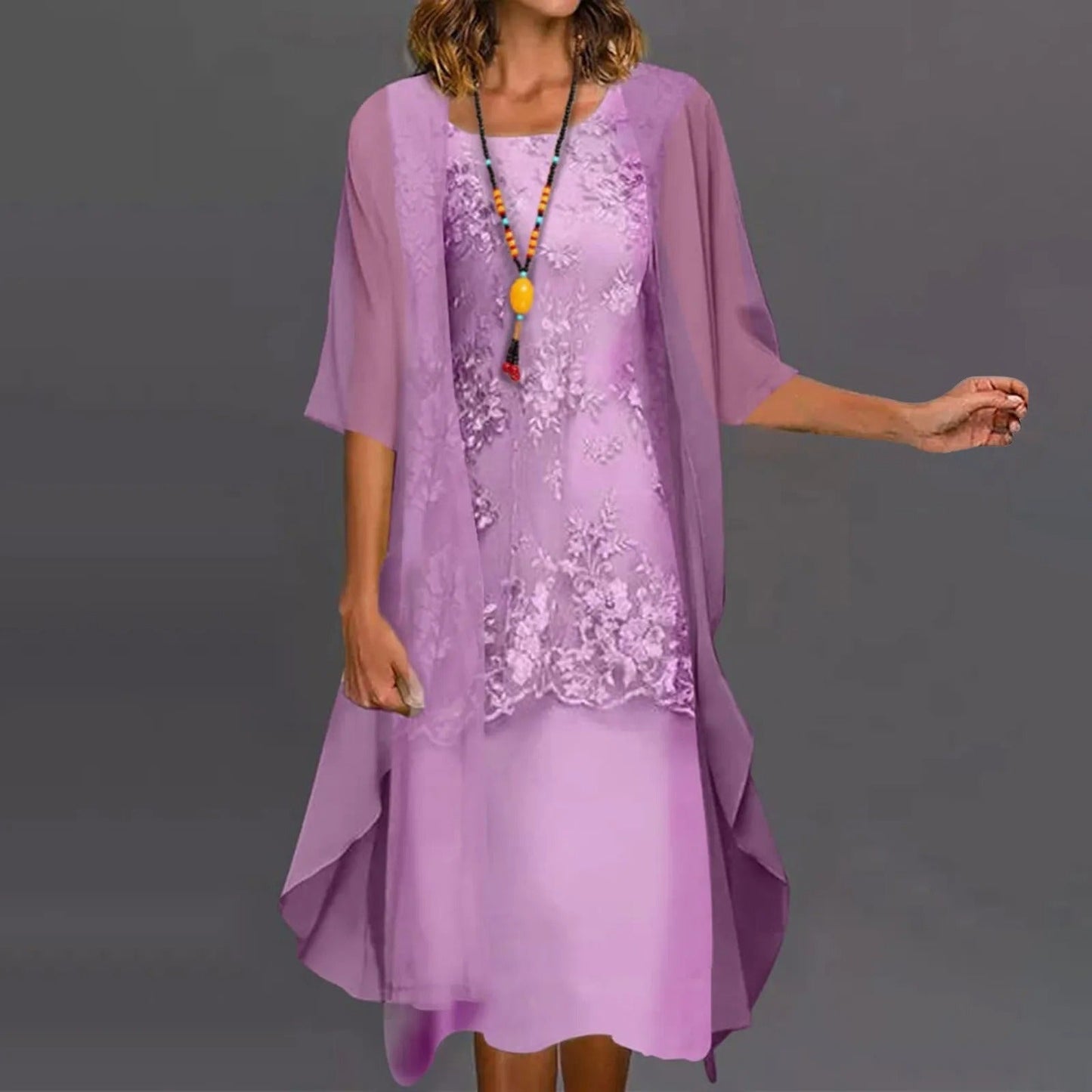 Aneira – Elegant to-delt chiffonkjole