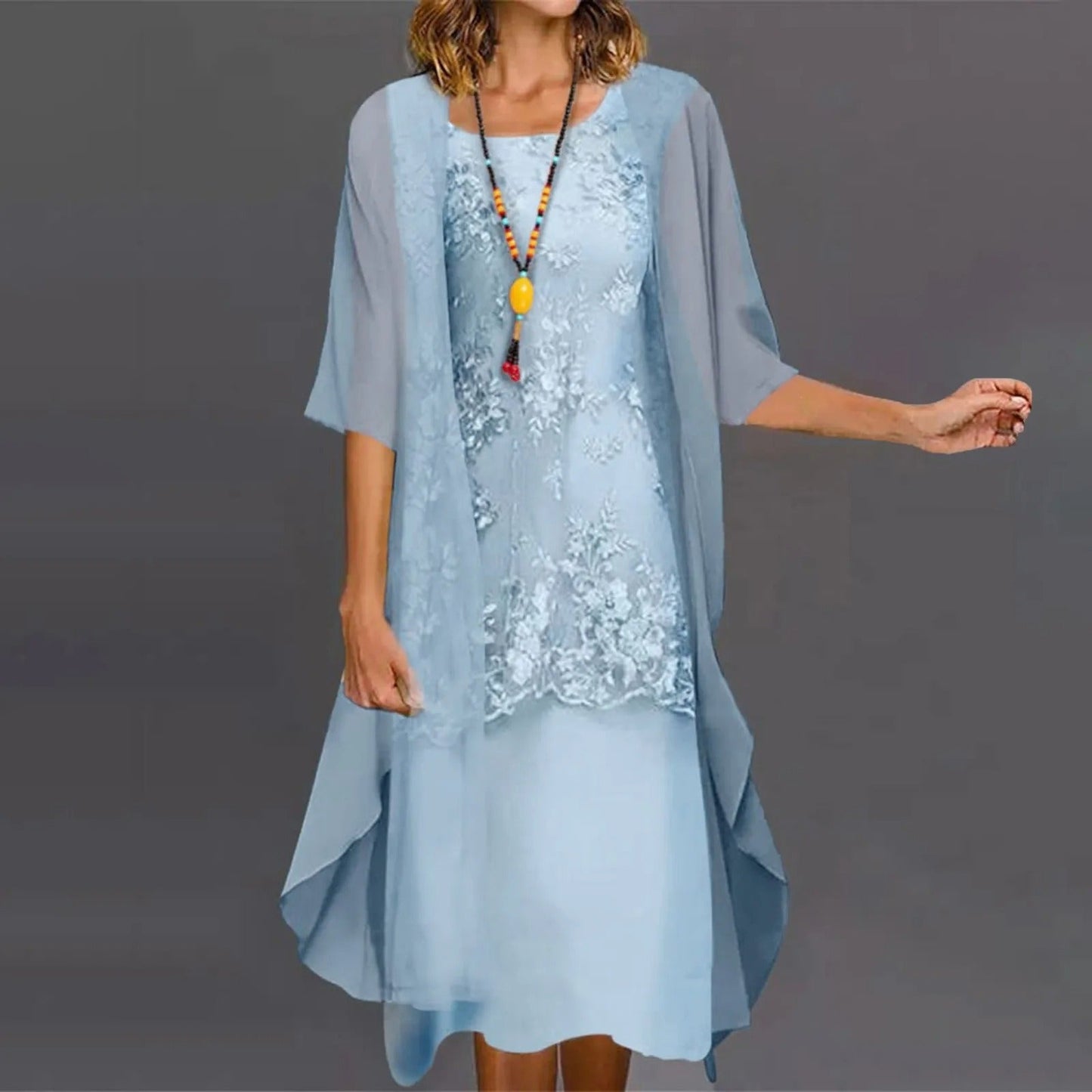 Aneira – Elegant to-delt chiffonkjole
