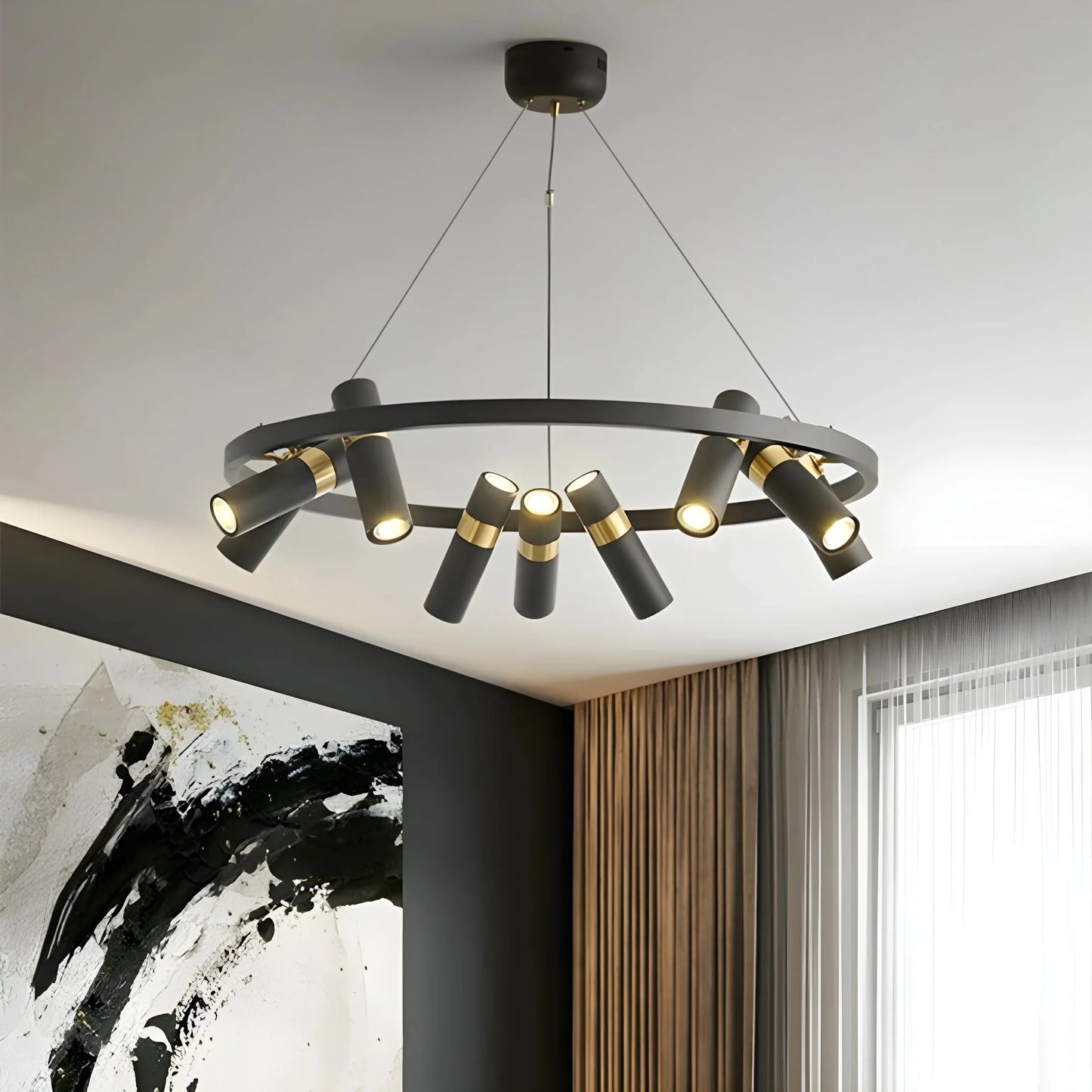 NoirGlow - Minimalist Black LED Pendant Light