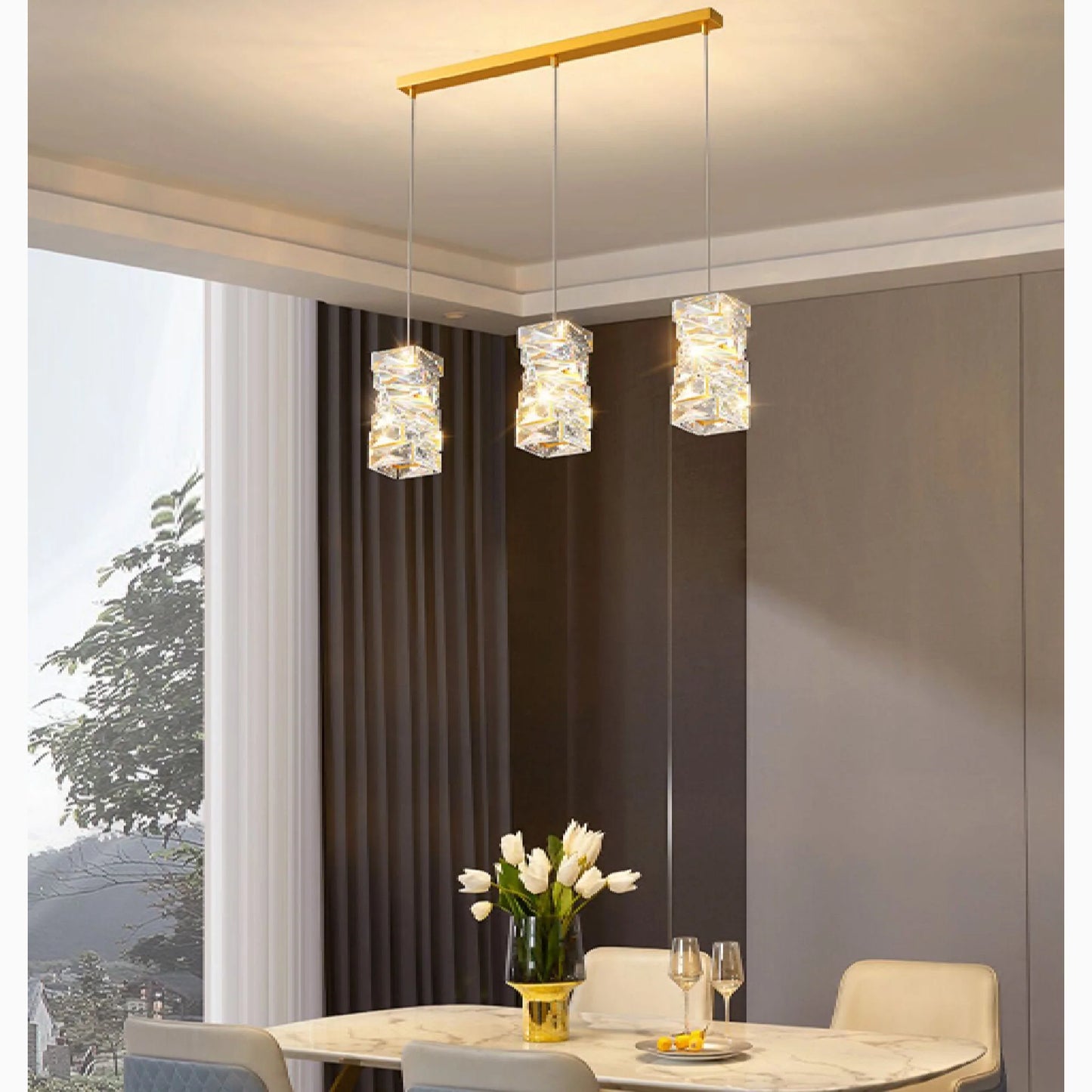 LumiCopper - Art Deco Crystal LED Pendant Light