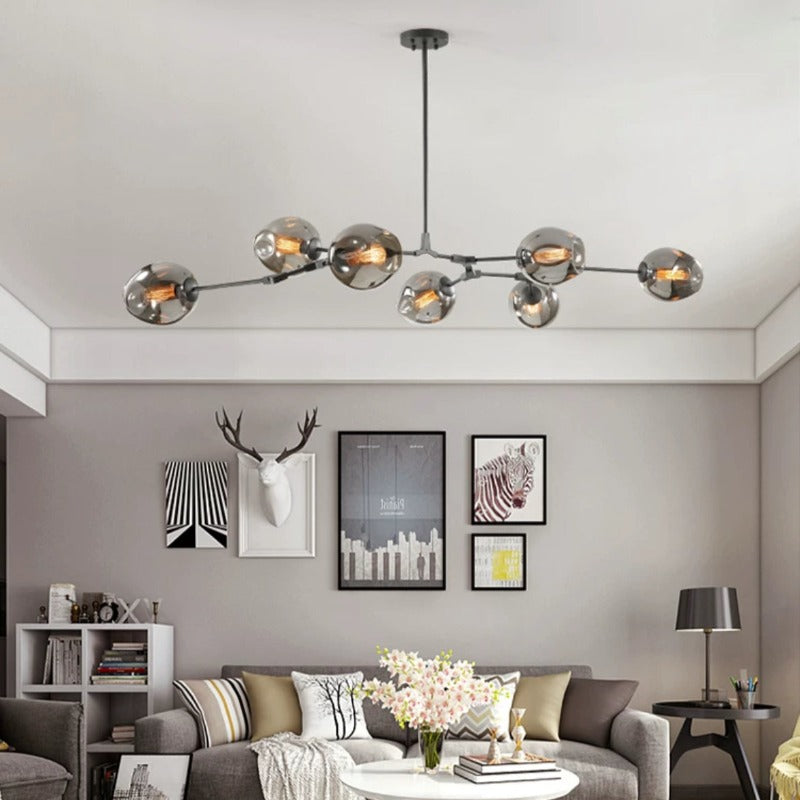 SchneeValentina | Runde LED-Pendelleuchte aus Metall und Glas