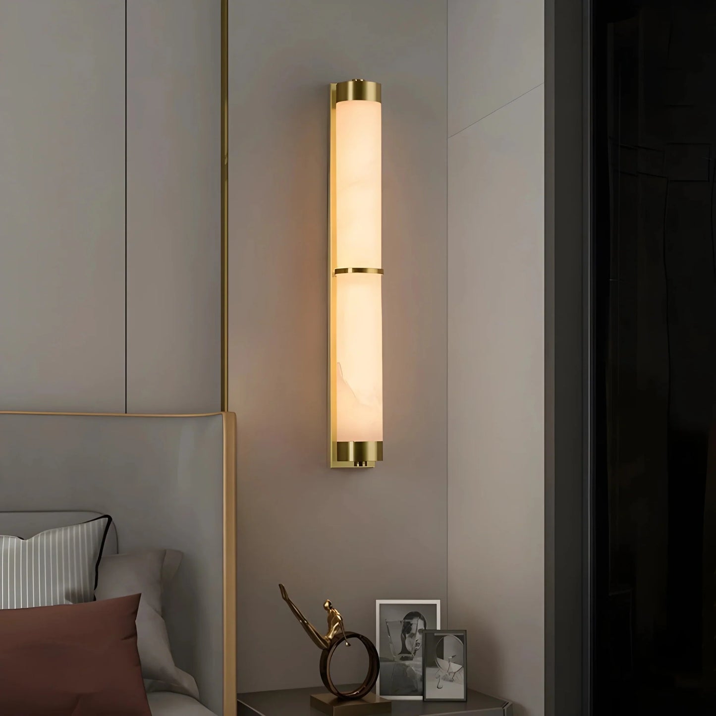 LuxMarble - Wandleuchte im chinesischen Stil mit Marmor für Schlafzimmer und Wohnzimmer