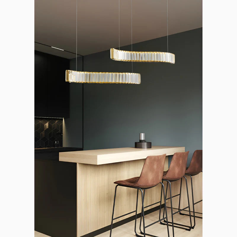 GlitzCurve - Elegante gebogen kristallen hanglamp met LED