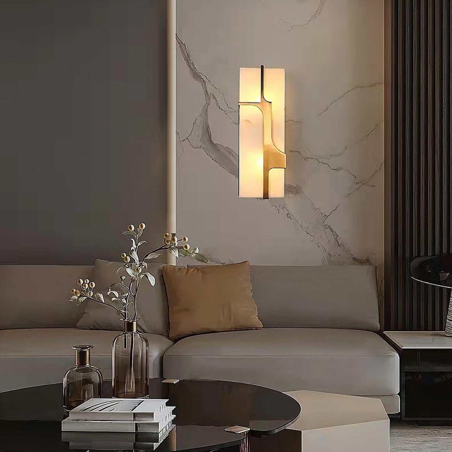 OpalGlow - Marmor Art Deco Wandleuchte