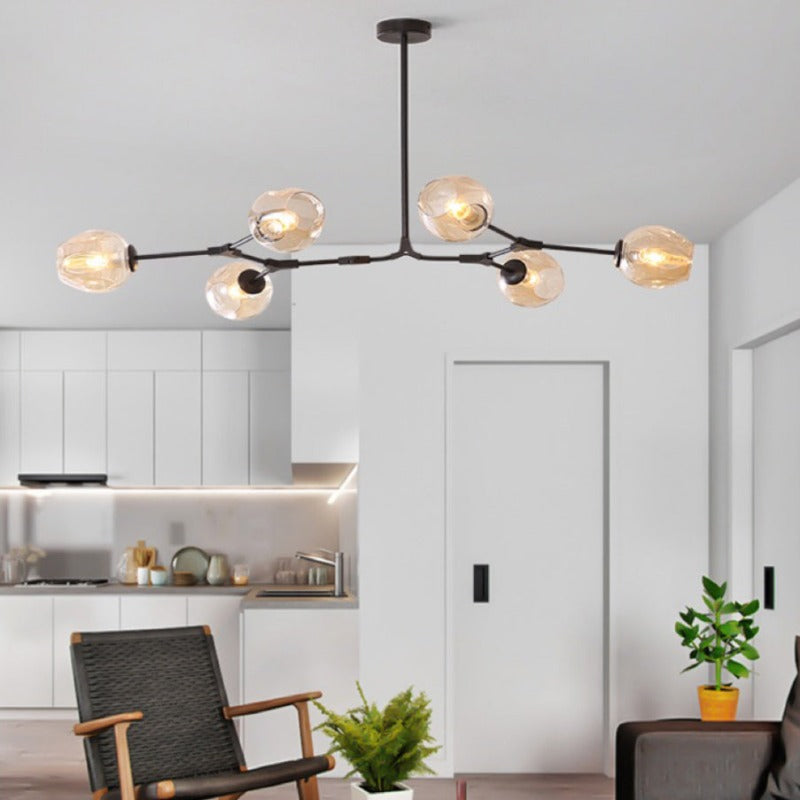SchneeValentina | Runde LED-Pendelleuchte aus Metall und Glas