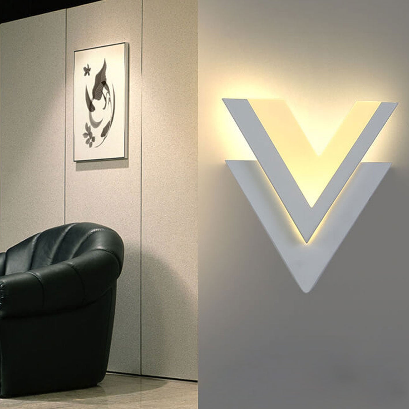 VGlow - Lampe murale LED avec forme en V créative