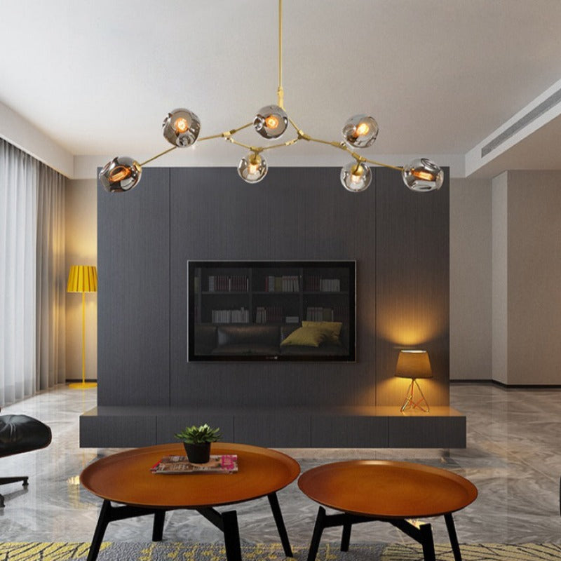 SchneeValentina | Runde LED-Pendelleuchte aus Metall und Glas