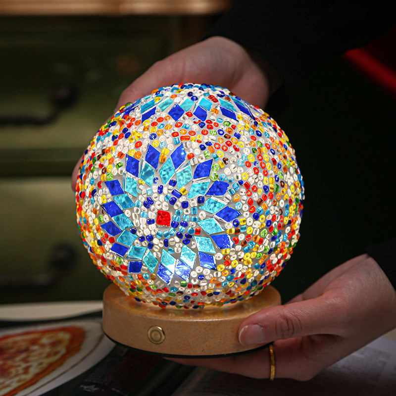 MosaicGlow - Boho Glas Bordlampe Farverig