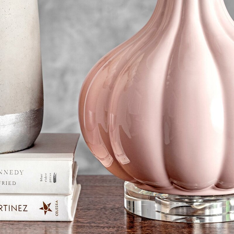 SereneGlow – Ceramic Table Lamp with White Fabric Shade