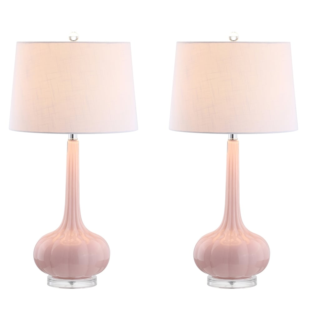 SereneGlow – Ceramic Table Lamp with White Fabric Shade