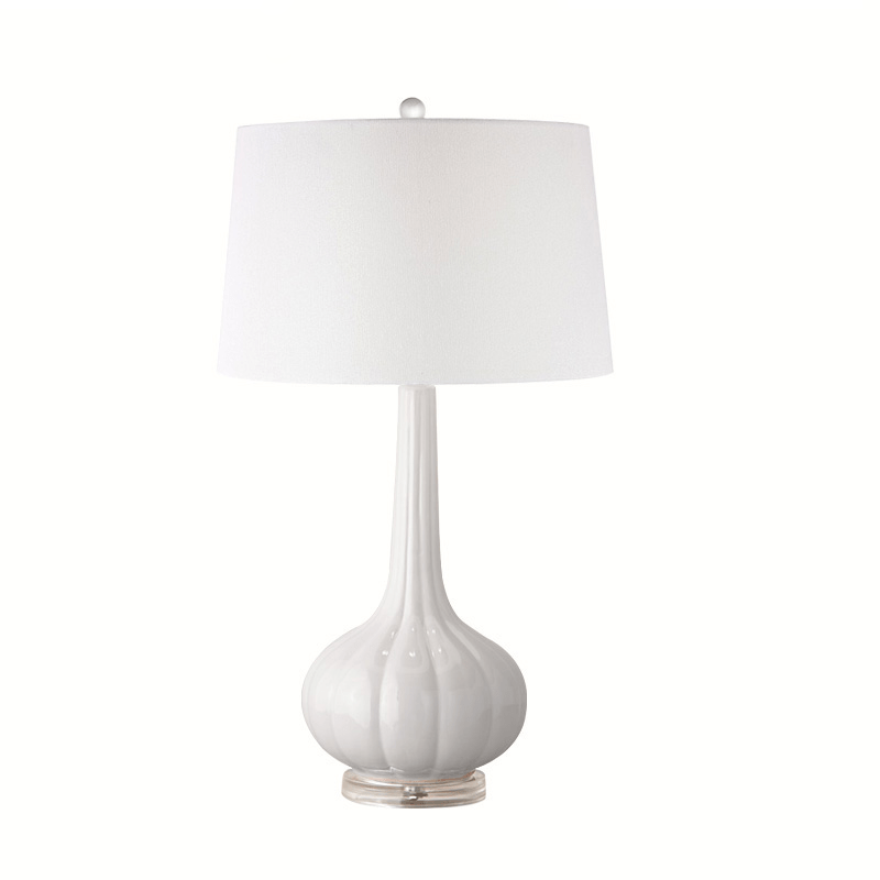 SereneGlow – Ceramic Table Lamp with White Fabric Shade