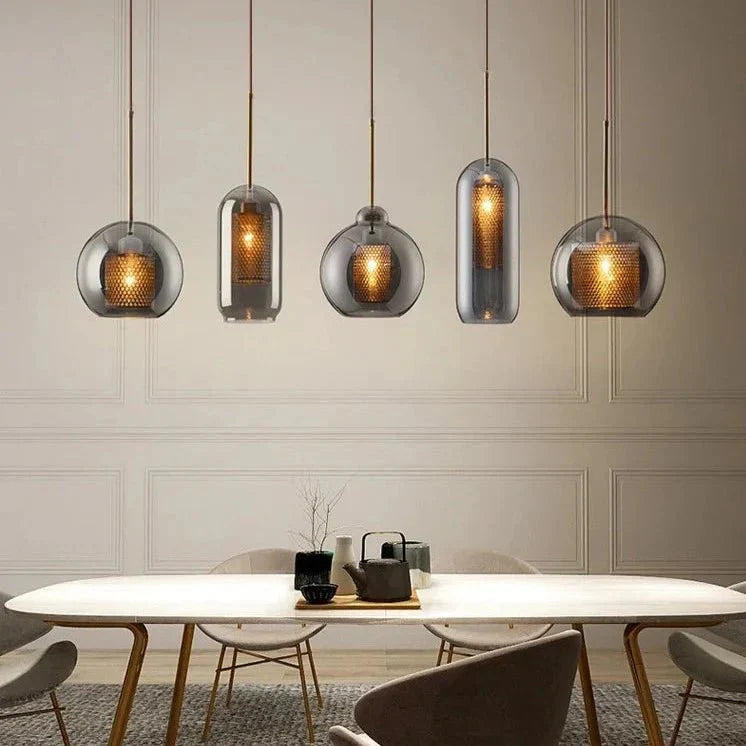NylahGlow - Modern Loft Pendant Light in Iron and Glass