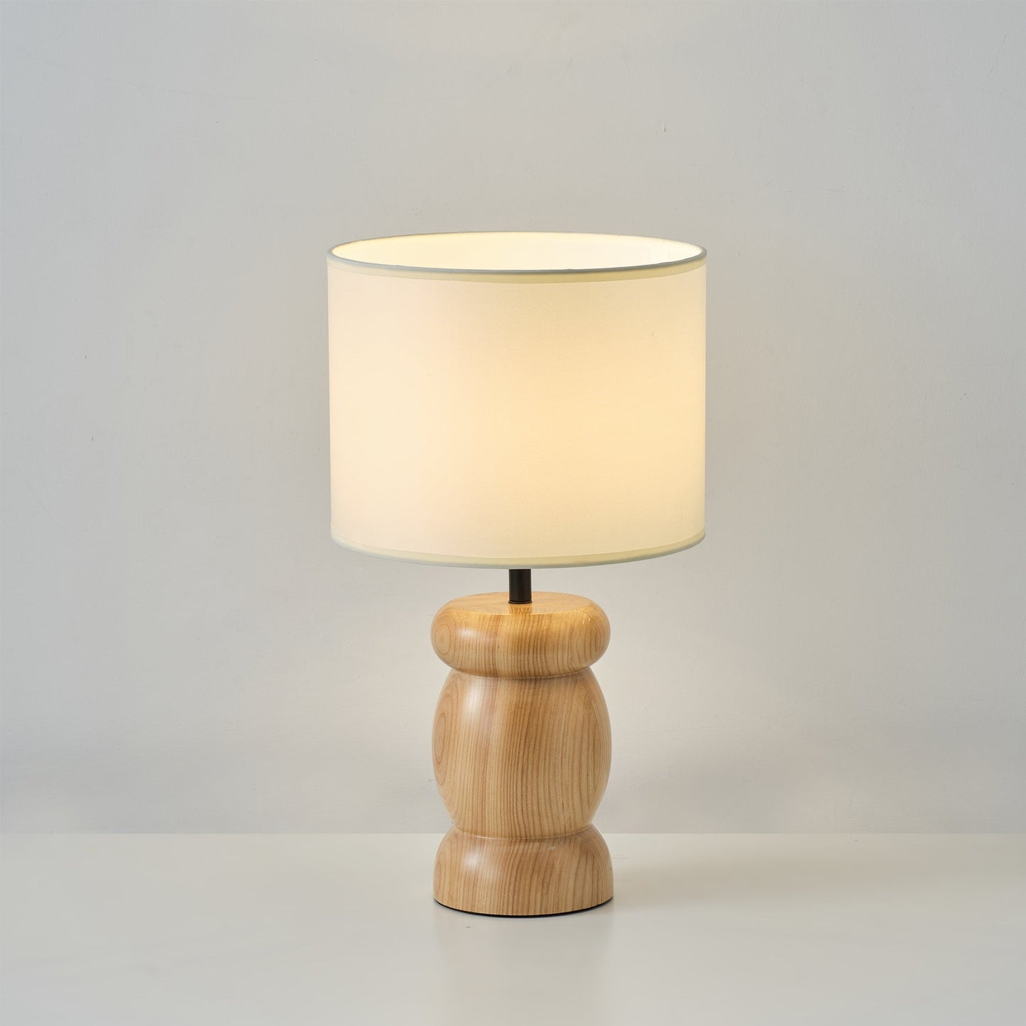 WoodPebble - Lampe de table avec base en bois en forme de pierre et lumière chaude