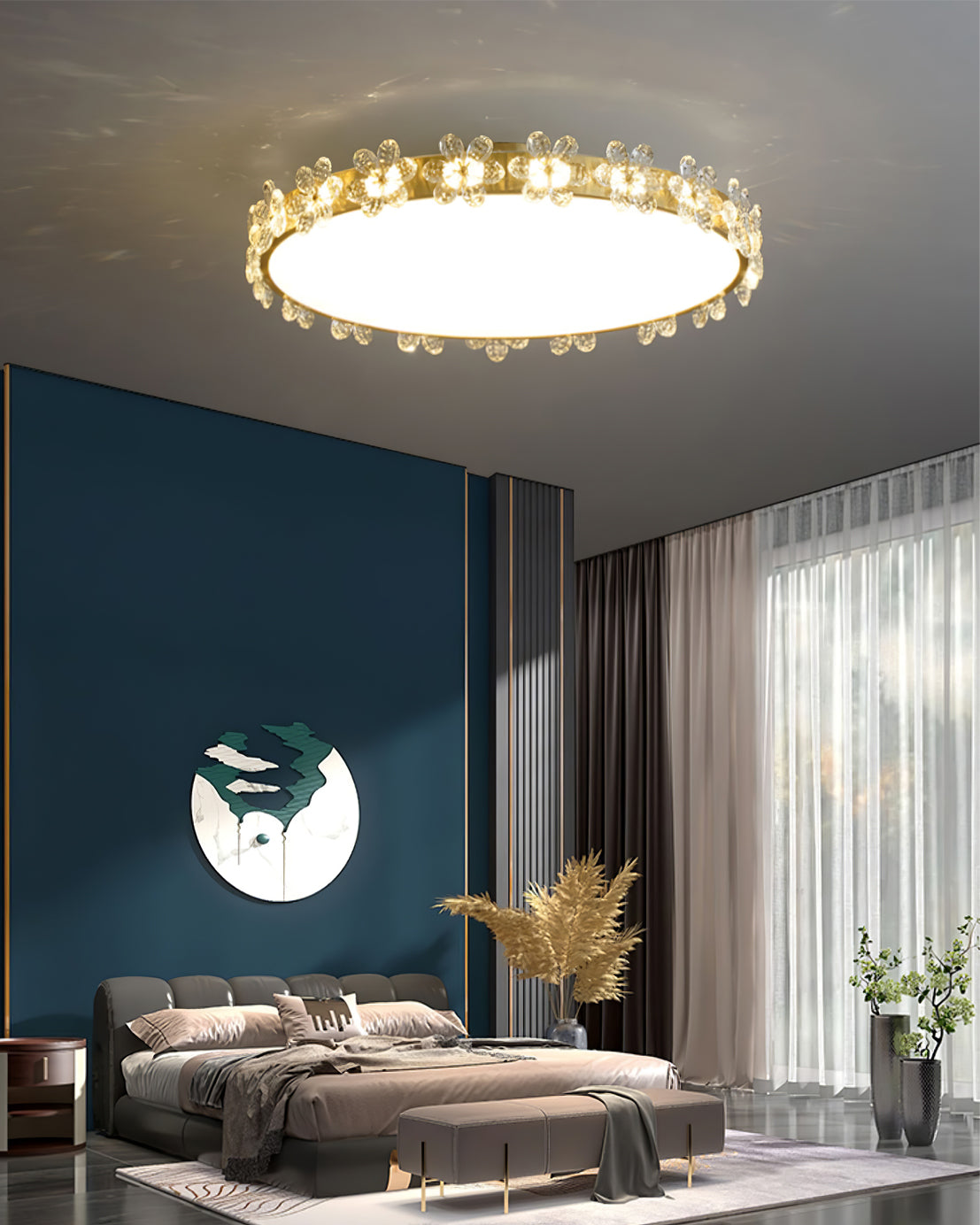 LuxePetal - Ceiling Light with Crystal Petals and Subtle Lighting